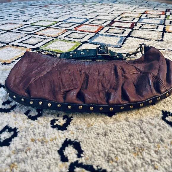 Steve Madden Handbags - Steve Madden Burgundy Suede Studded Hobo Purse W/ Leather Embellished Strap